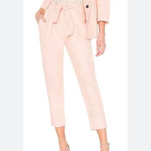 Joie Blush Pink Jun High Waist Belted Cotton Linen Ankle Pants Size 8